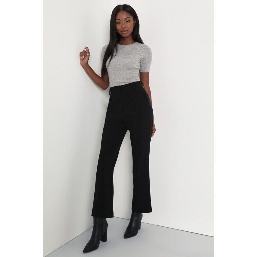 Lulus Sure To Impress Black High Rise Kick Flare Leg Trouser Pants - Size XS